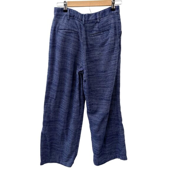 Urban Outfitters Herringbone Pleated Wide-Leg Trouser Pants Cotton Blue Women S - Picture 2 of 12